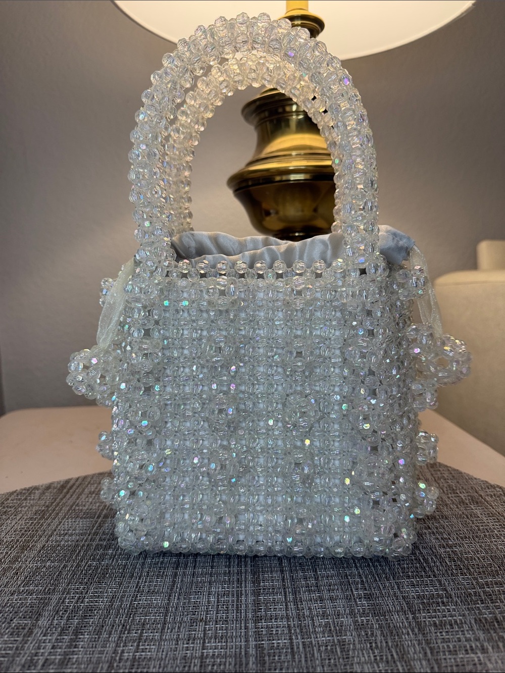 Hand Beaded Acrylic Crystal Mini Tote Bag